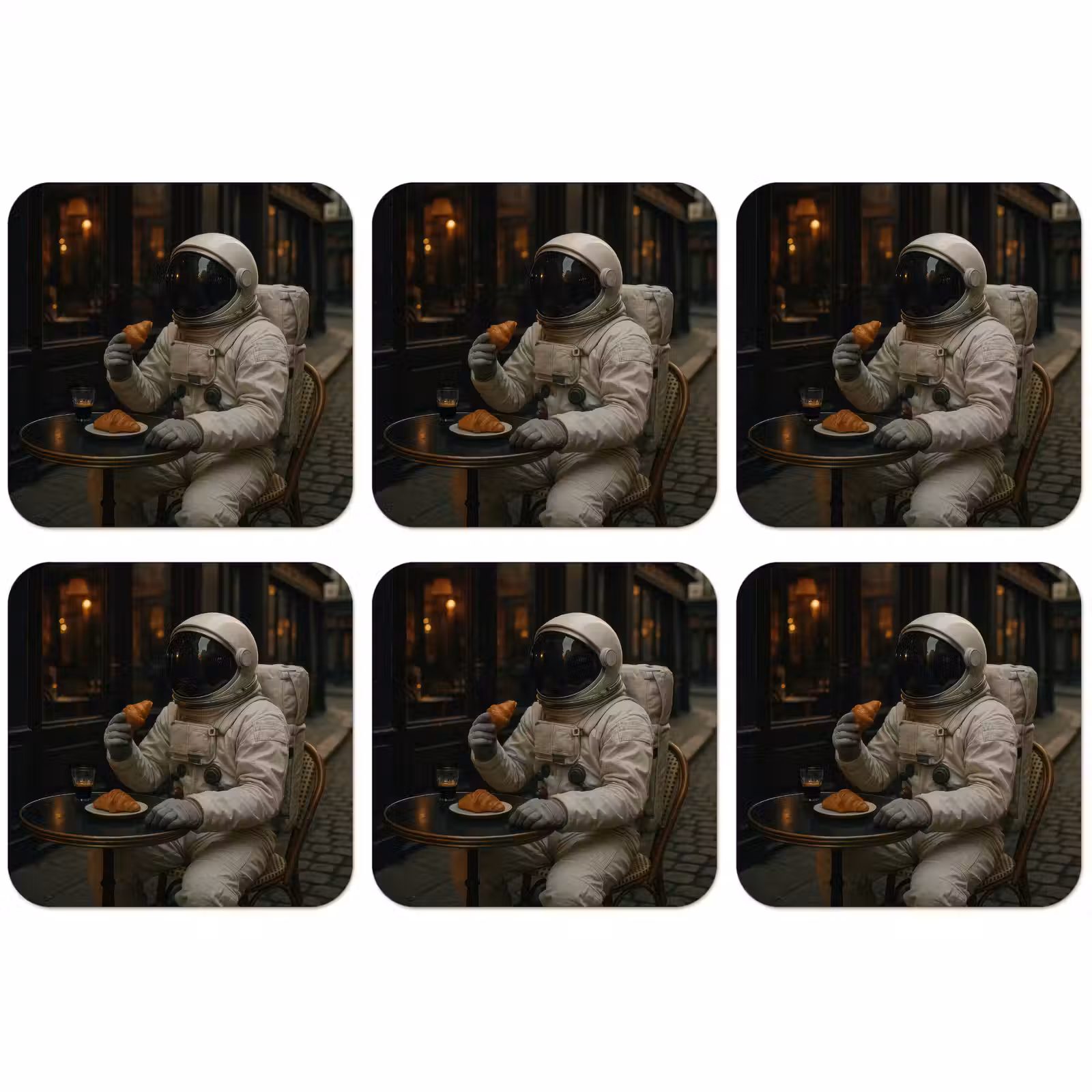 Untersetzer - Café - Croissant - Kaffee - Astronaut — 1