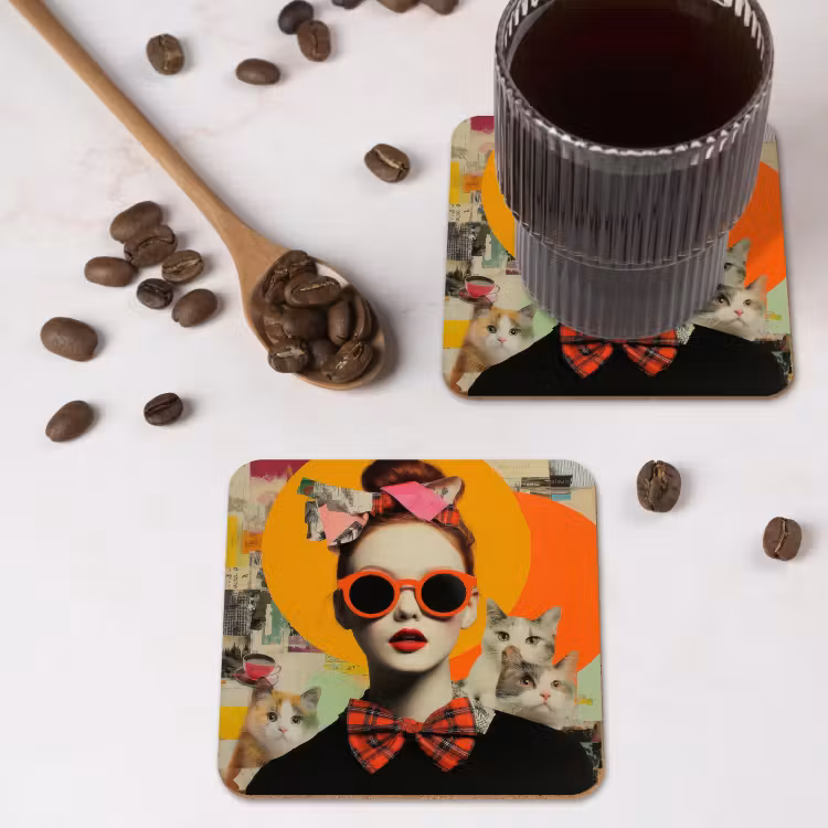 Untersetzer - Frau - Brille - Fliege - Retro — 4