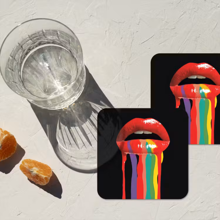Untersetzer - Lippen - Farben - Schwarz — 2
