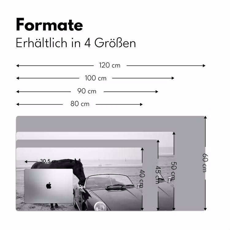 Schreibtischunterlage - Pferd - Auto - Schwarz - Weiß — 5