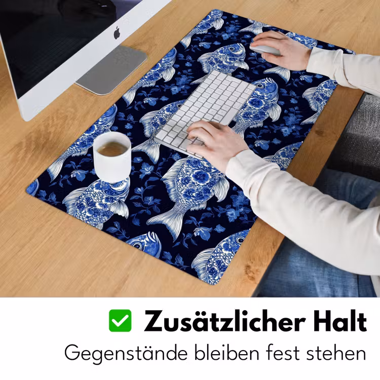 Schreibtischunterlage - Fische - Blumen - Blau — 3