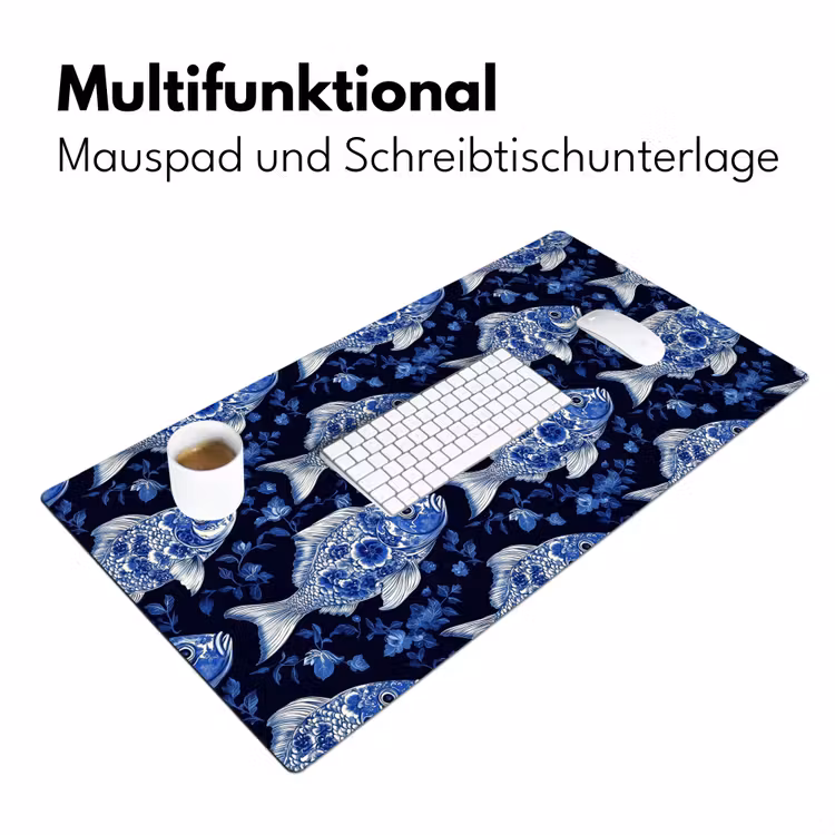 Schreibtischunterlage - Fische - Blumen - Blau — 4