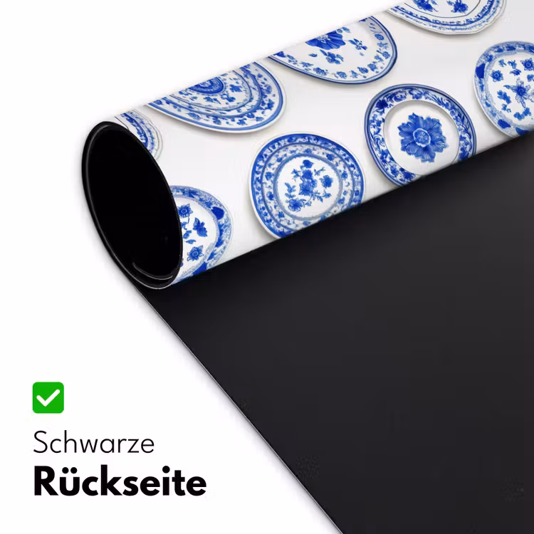 Schreibtischunterlage - Teller - Blumen - Muster - Blau — 2