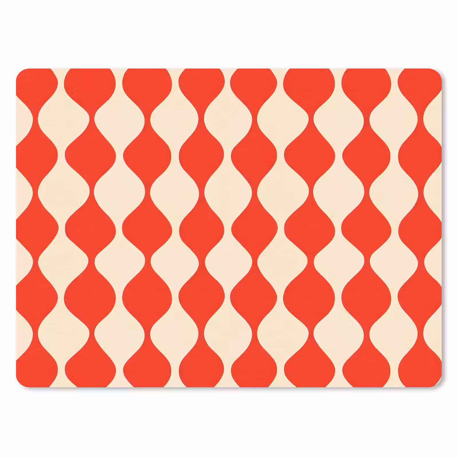 Mauspad - Wellenförmiges Muster - Retro - Rot - Beige — 1