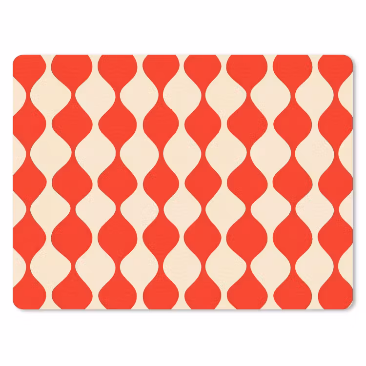 Mauspad - Wellenförmiges Muster - Retro - Rot - Beige — 1