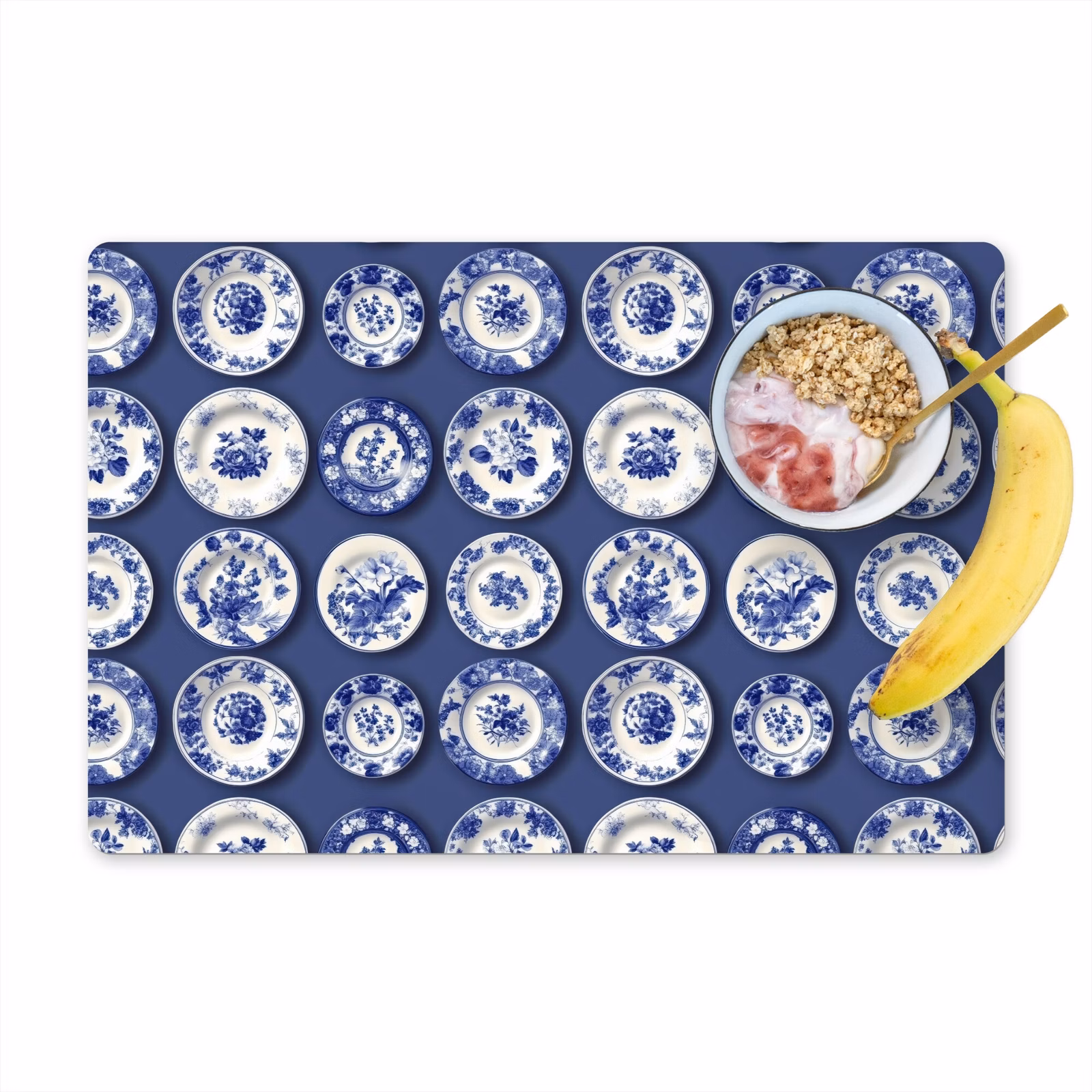 Tischset - 6 Stück - Teller - Floral - Blau — 1