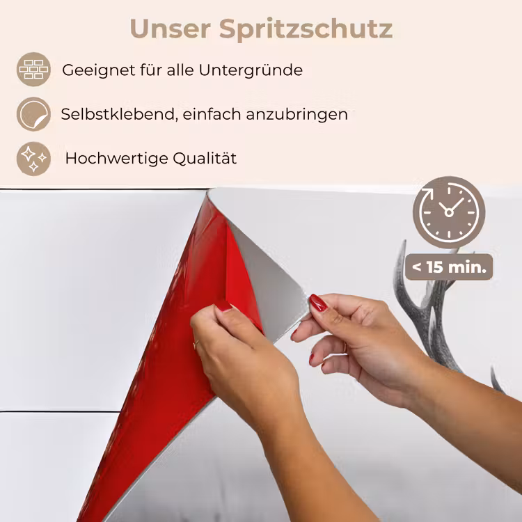 Spritzschutz Küche - Hirsch - Neblig - Schwarz - Weiß — 5