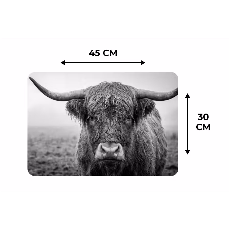Tischset - 6 Stück - Schottischer Highlander - Schwarz - Weiß - Gras — 3