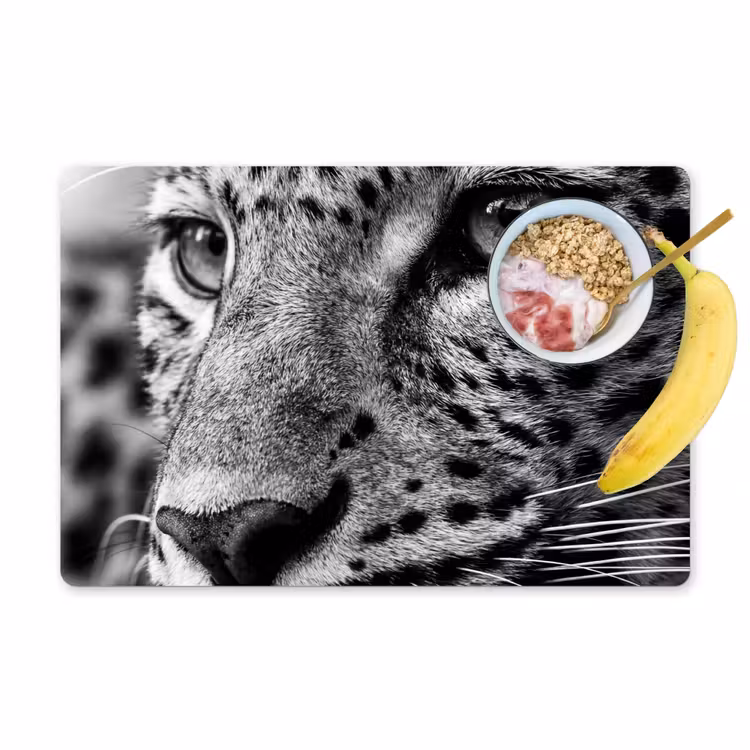Tischset - 6 Stück - Leopard - Schwarz - Weiß - Auge — 1
