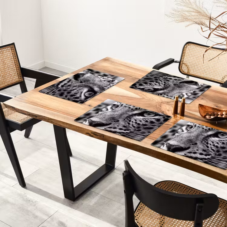 Tischset - 6 Stück - Leopard - Schwarz - Weiß - Auge — 4
