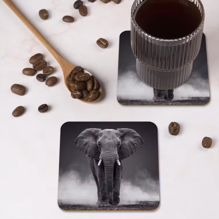 Untersetzer - Elefant - Schwarz - Weiß - Rauch — 4