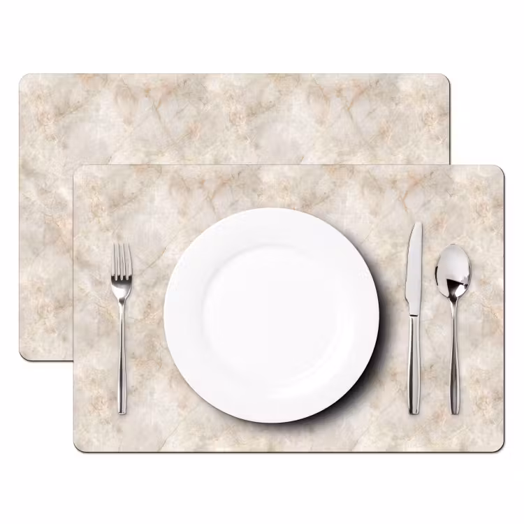 Tischset - 6 Stück - Hellbeige - goldbraune Adern - Marmor — 2
