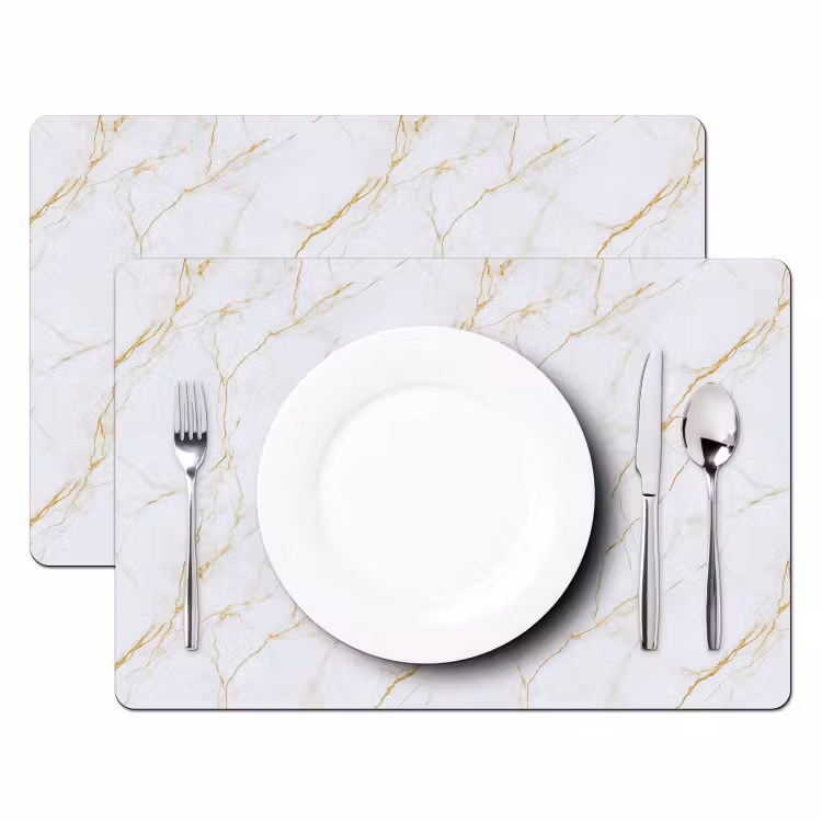 Tischset - 6 Stück - Weiß - Marmor - Gold - Luxuriös — 2