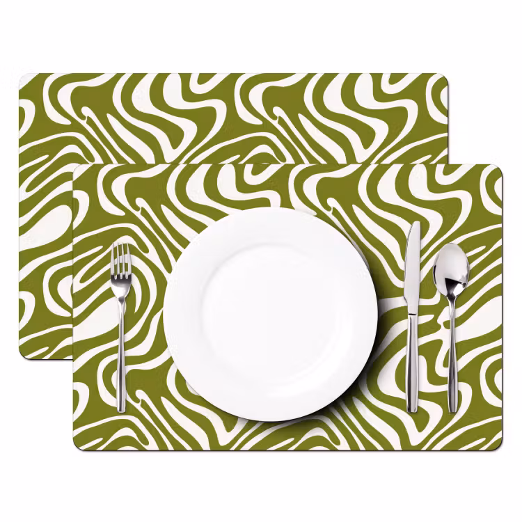 Tischset - 6 Stück - Linienmuster - Grün - Bio — 2