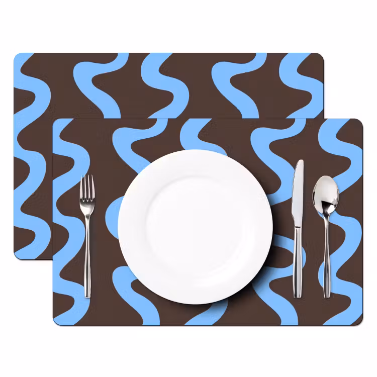Tischset - 6 Stück - Sich windende Linien - Blau - Braun - Minimalistisch — 2