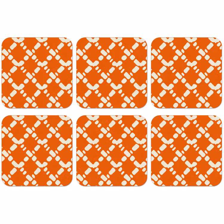 Untersetzer​ - Orange - Karomuster - Weiß — 1