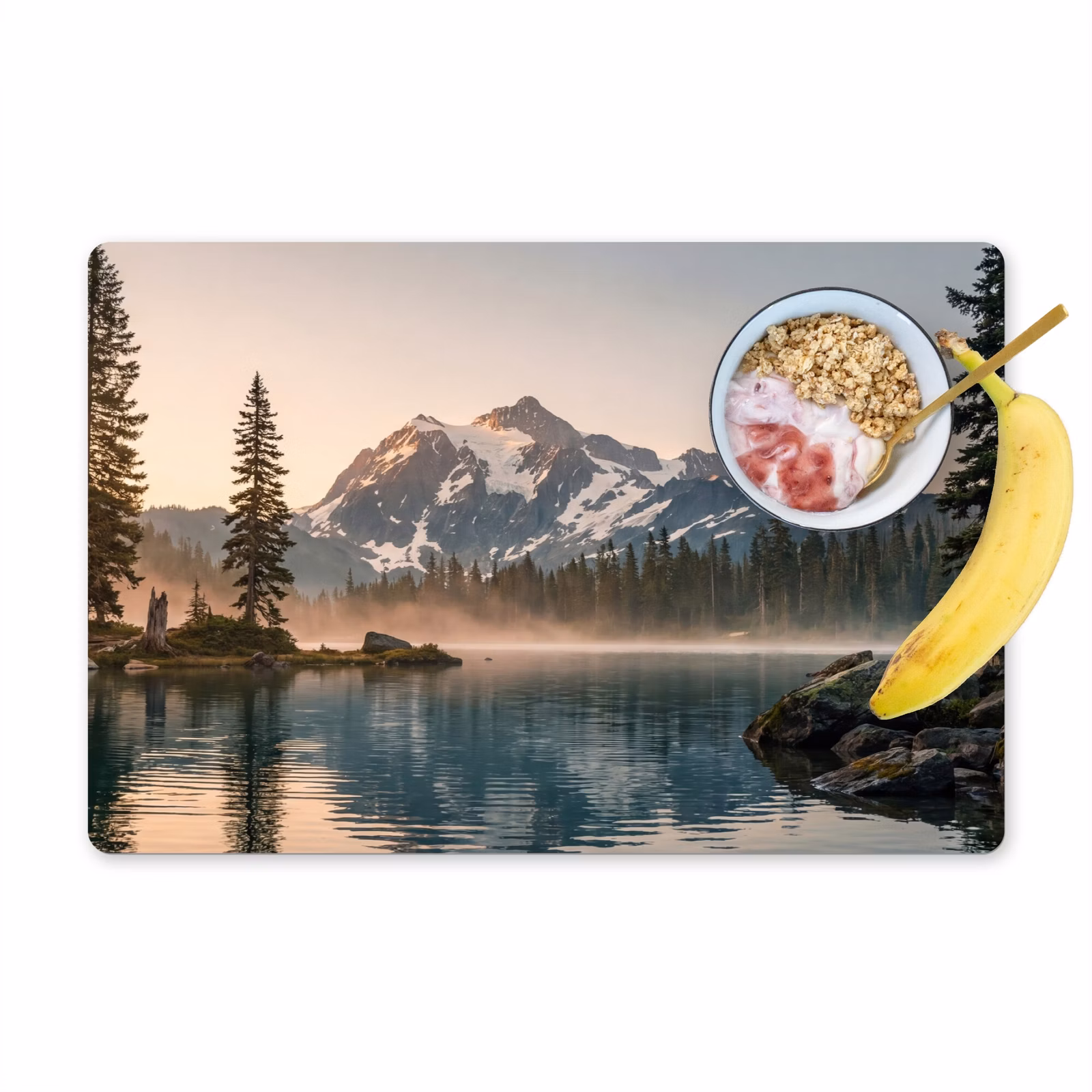 Tischset - 6 Stück - Berge - Wasser - Bäume — 1
