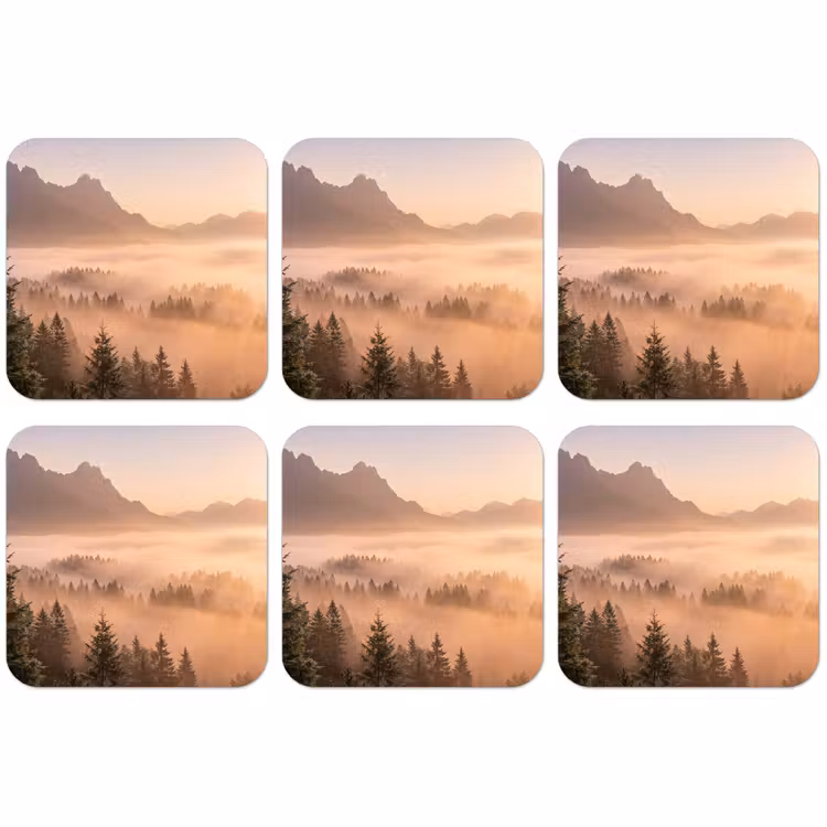 Untersetzer - Sonnenlicht - Nebel - Berge - Bäume — 1