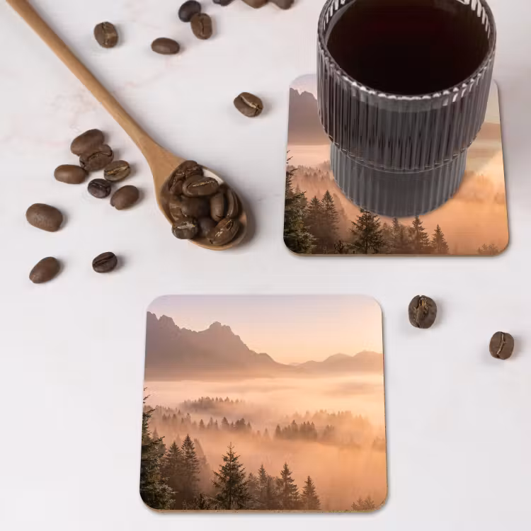 Untersetzer - Sonnenlicht - Nebel - Berge - Bäume — 4