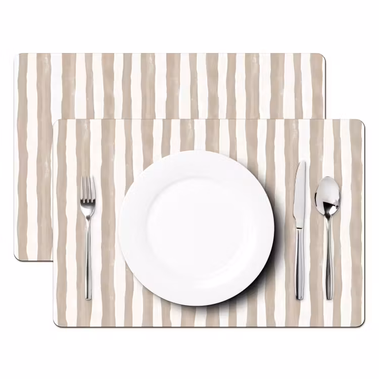 Tischset - 6 Stück - Minimalistisch - Streifen - Beige — 2