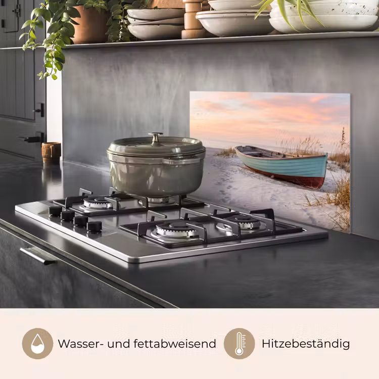 Spritzschutz Küche - Rustikal - Ruderboot - Sandstrand — 3