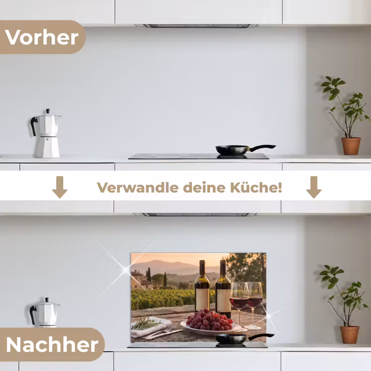 Spritzschutz Küche - Wein - Gläser - Trauben - Weinberg — 7