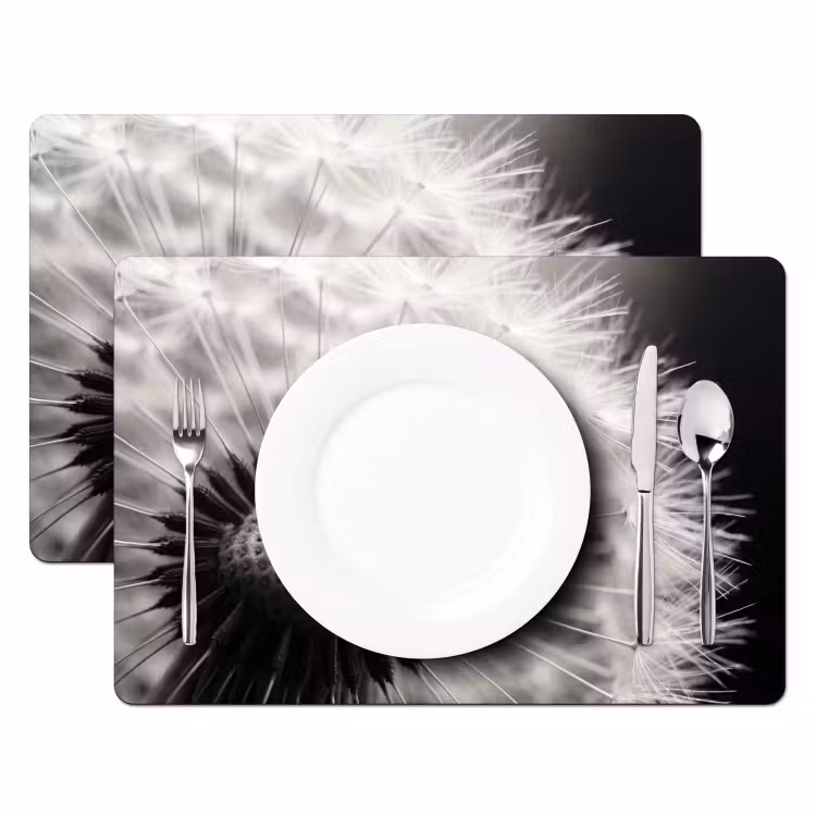 Tischset - 6 Stück - Pusteblume - Schwarz - Weiß — 2