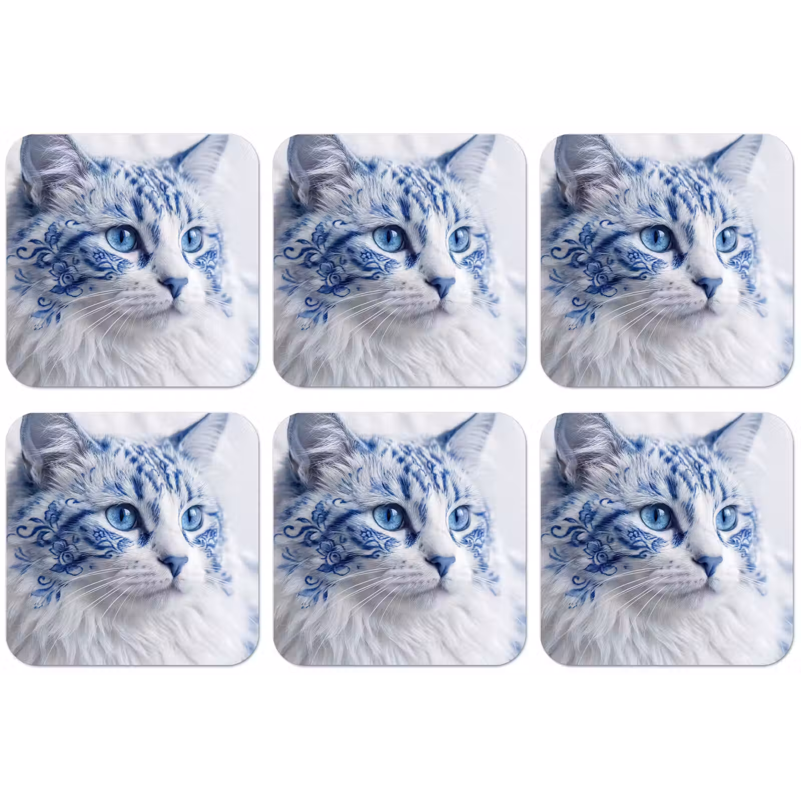 Untersetzer - Katze - Muster - Blau — 1