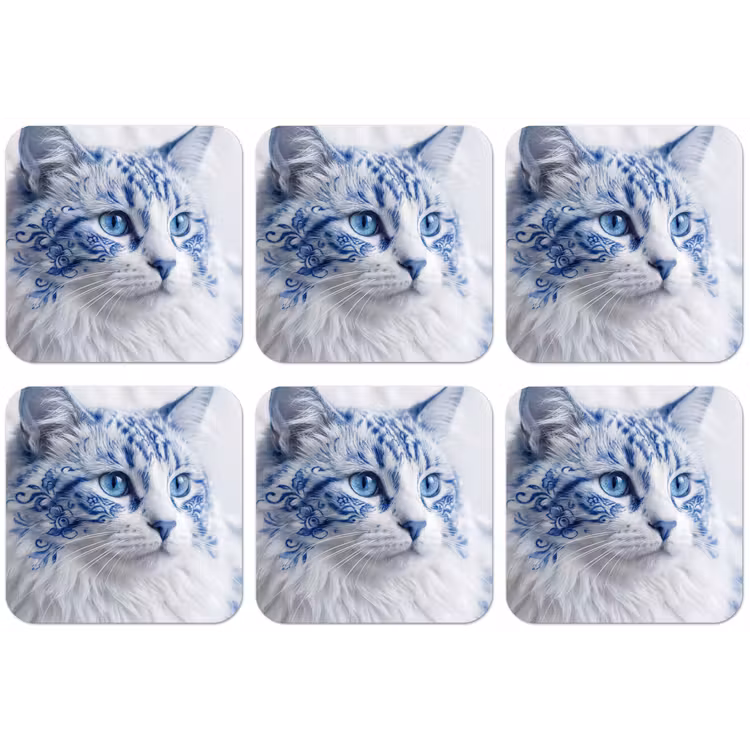 Untersetzer - Katze - Muster - Blau — 1