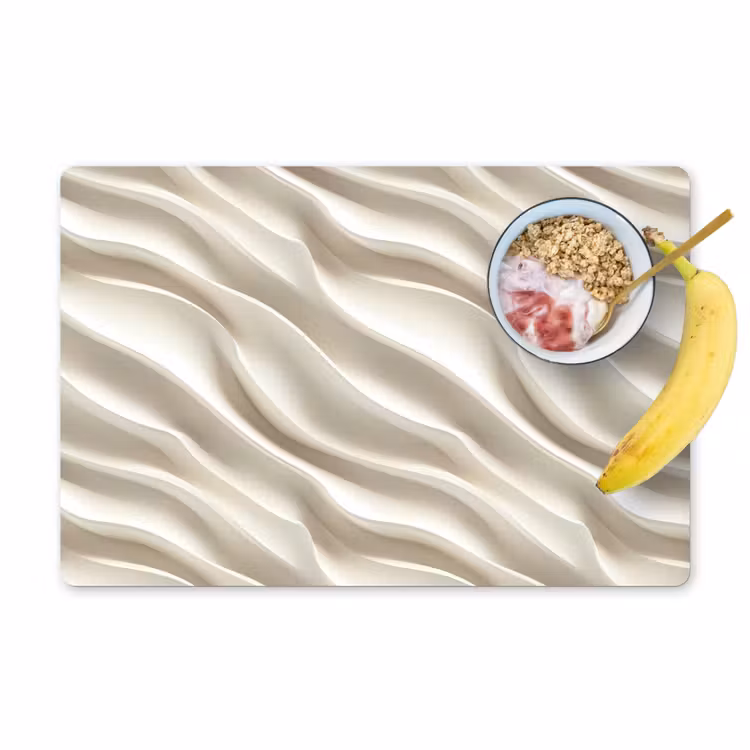 Tischset - 6 Stück - Diagonal - Wellen - Creme — 1