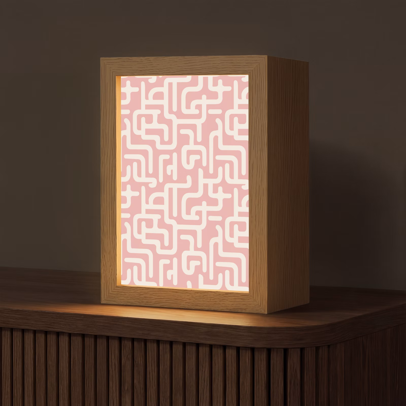 Tischlampe - Labyrinth-Muster - Rosa - Weiß - Abstrakt — 1