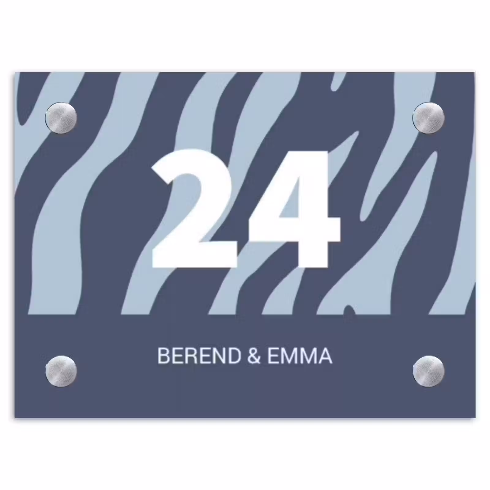 Namensschild Haustür Rechteck - Blaues Zebra - Klassisch — 1