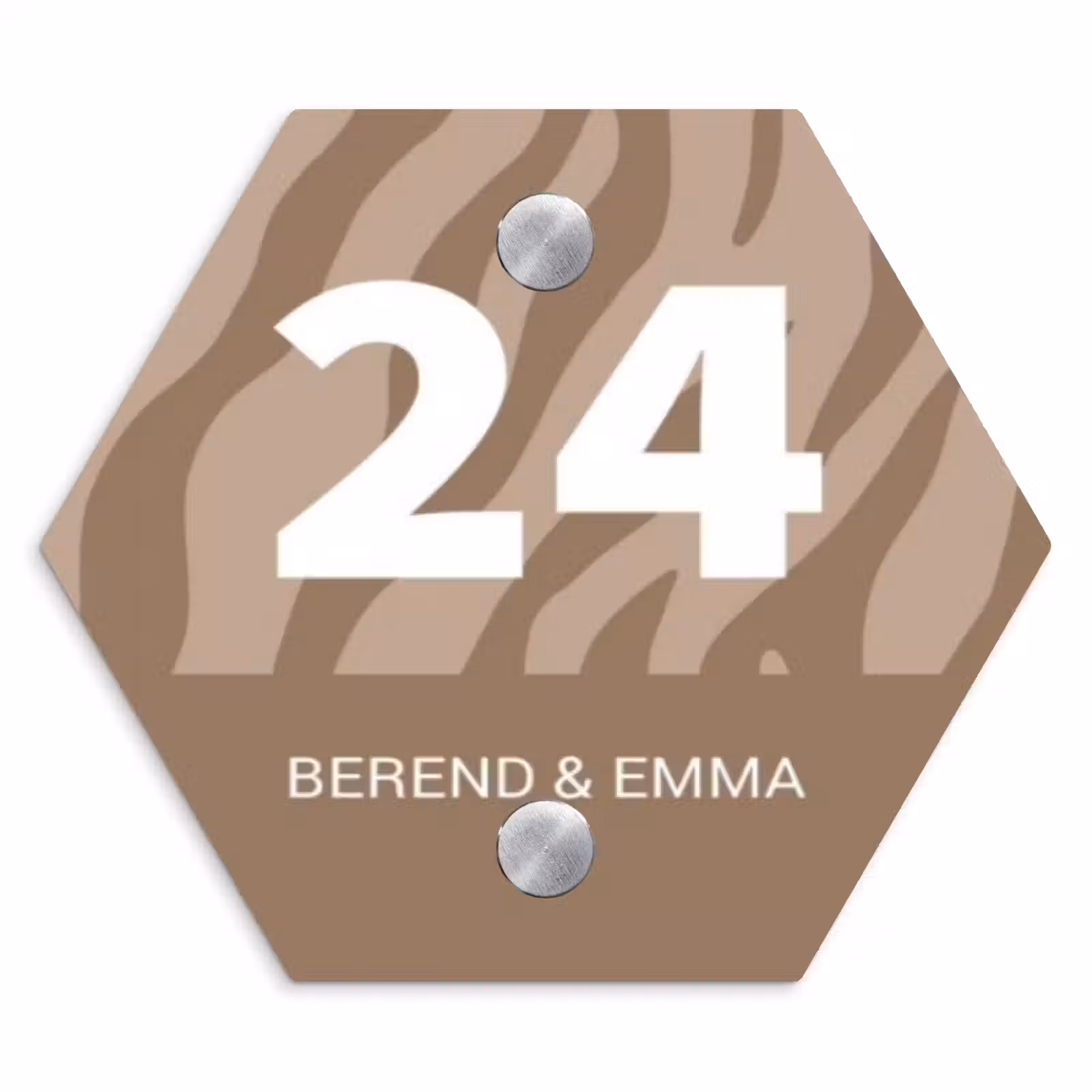 Namensschild Haustür Hexagon - Beige Zebra - Klassisch — 1
