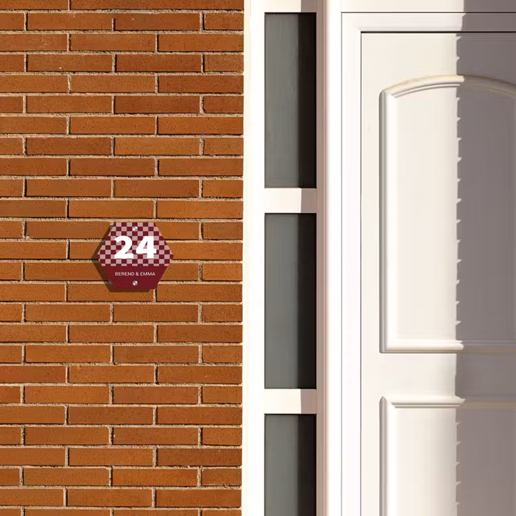 Namensschild Haustür Hexagon - Bordeaux - Würfel - Klassisch — 2