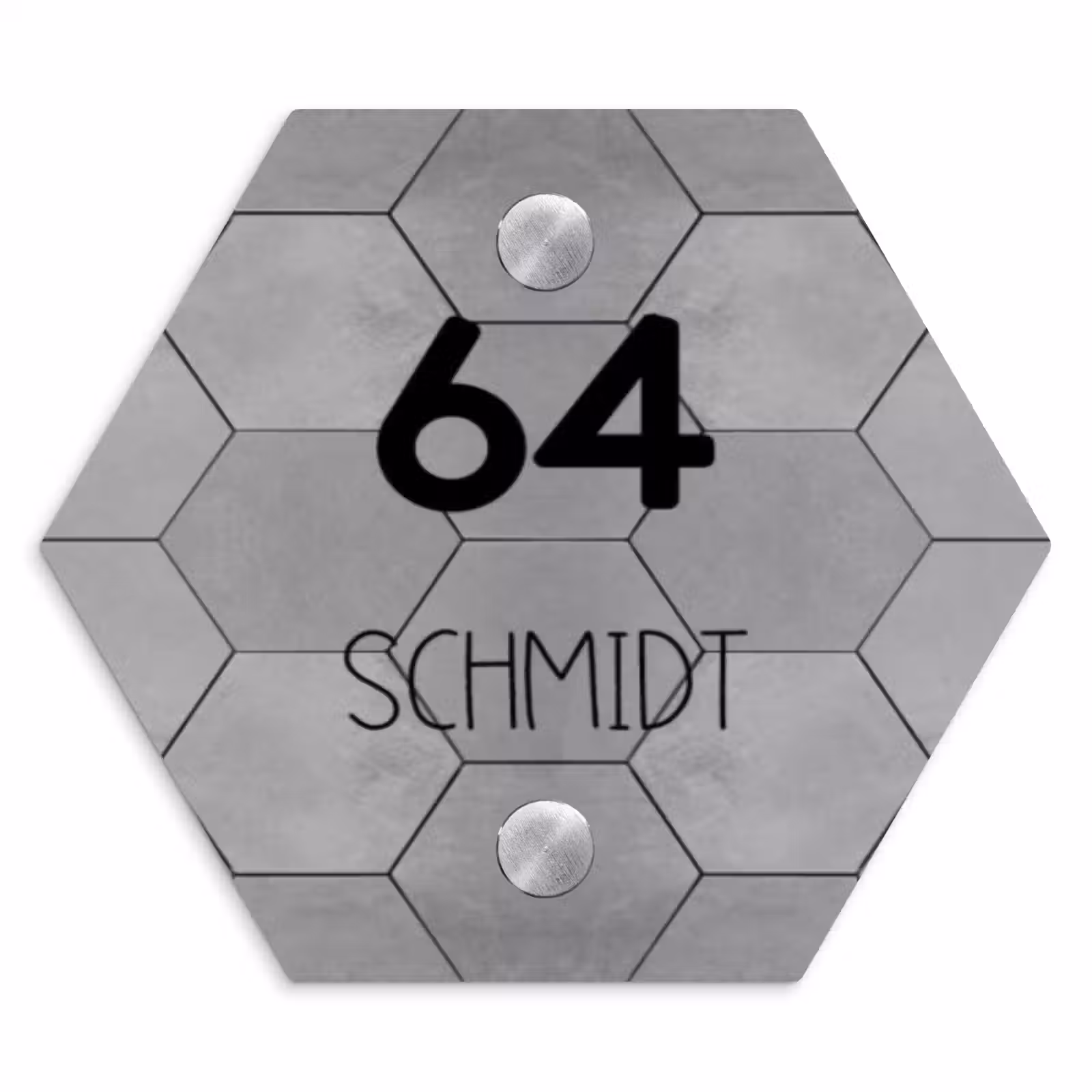 Namensschild Haustür Hexagon - Graue Fliesen - Modern — 1