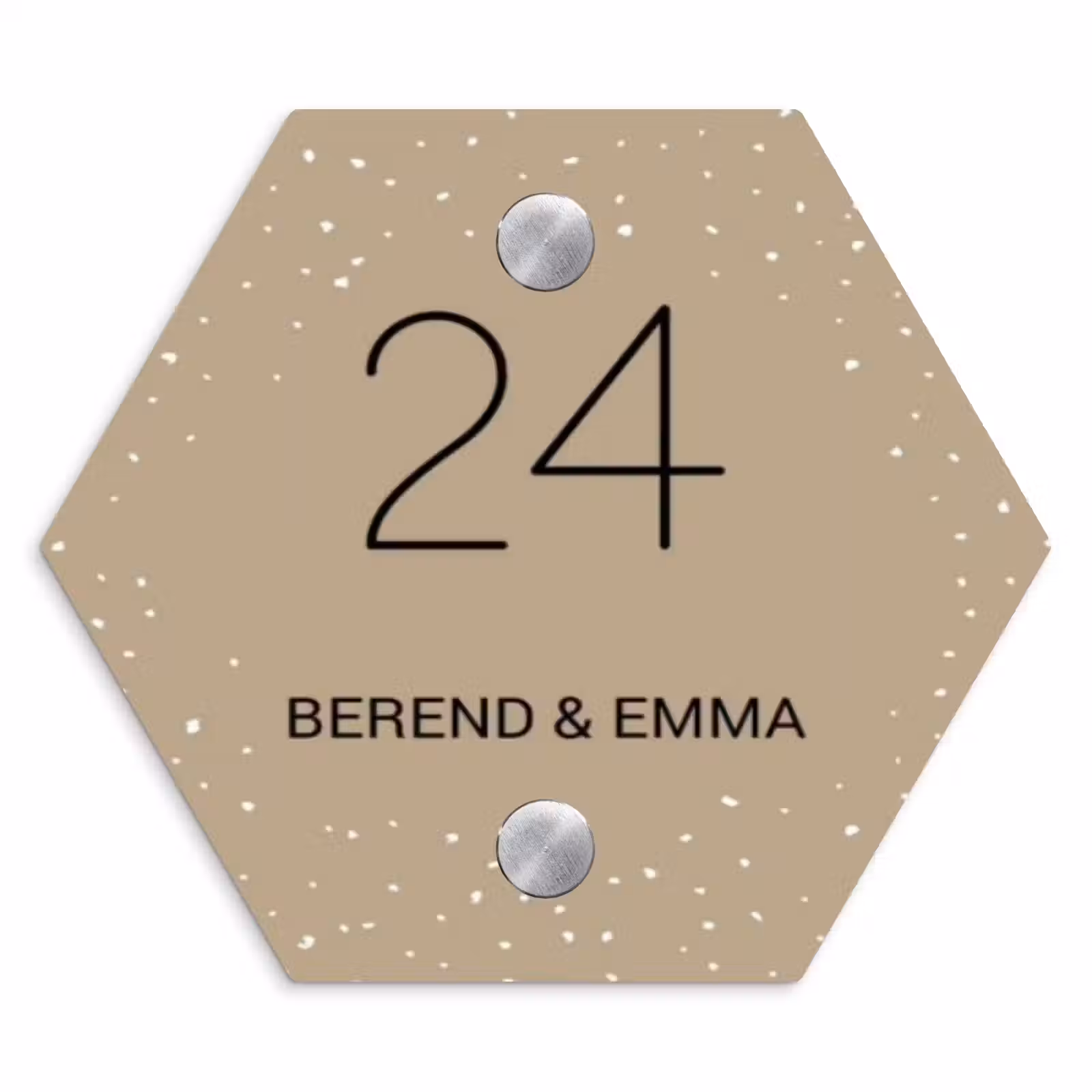 Namensschild Haustür Hexagon - Beige mit Polka Dots - Klassisch — 1