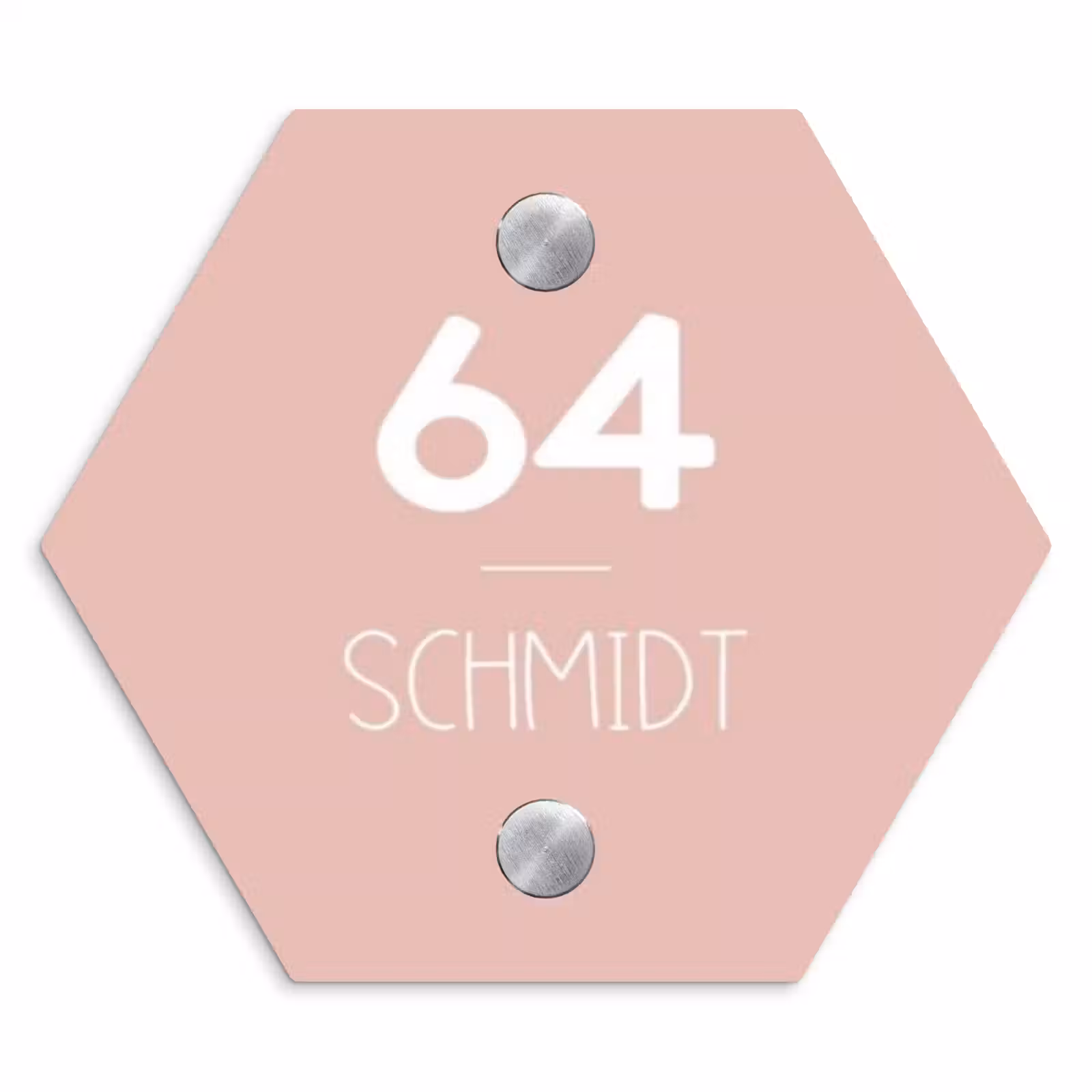 Namensschild Haustür Hexagon - Einfarbig rosa - Modern — 1