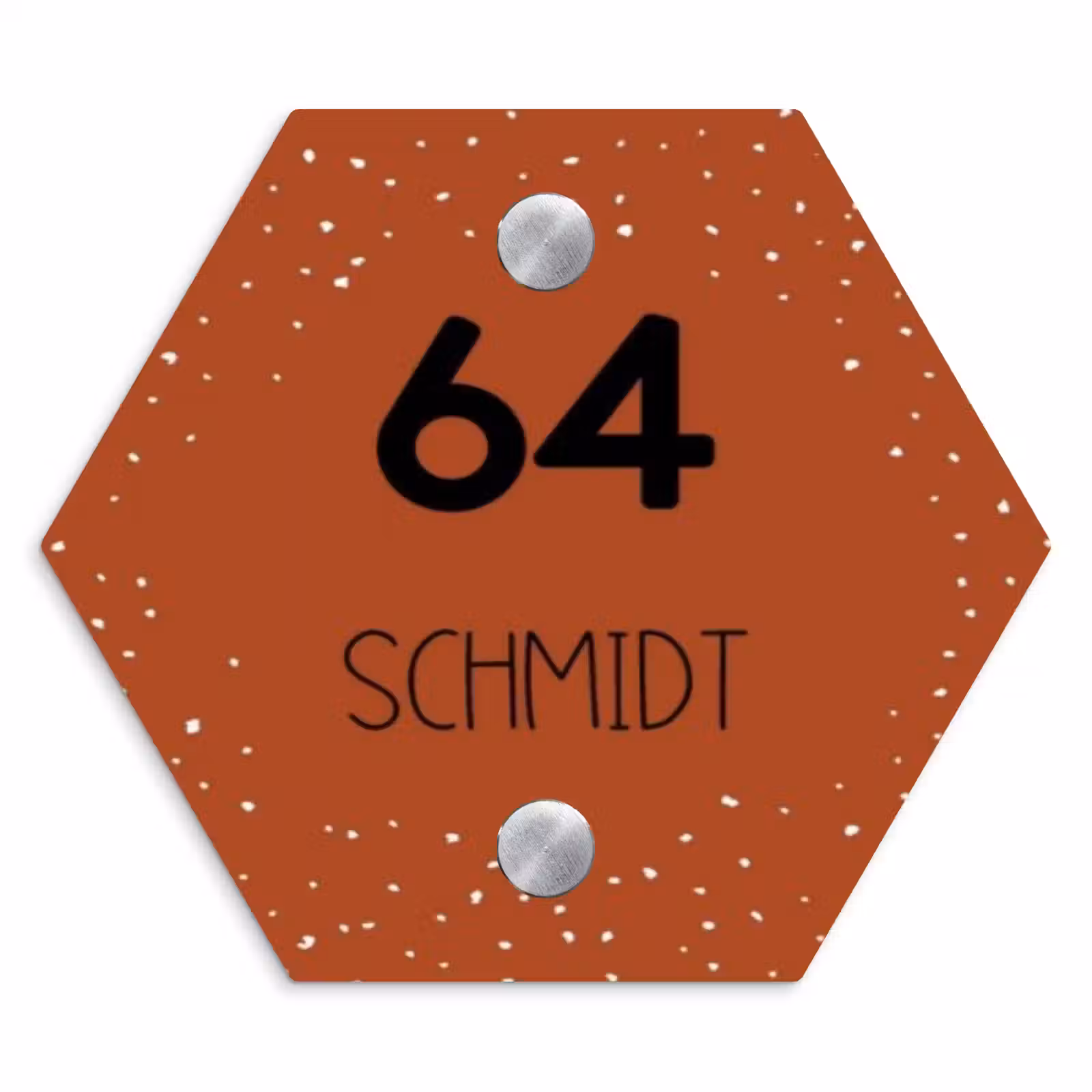 Namensschild Haustür Hexagon - Rostbraun mit Tupfen - Modern — 1