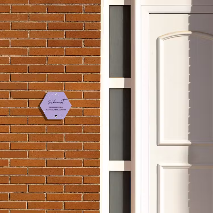 Namensschild Haustür Hexagon - Lila mit Tupfen - Elegant — 2