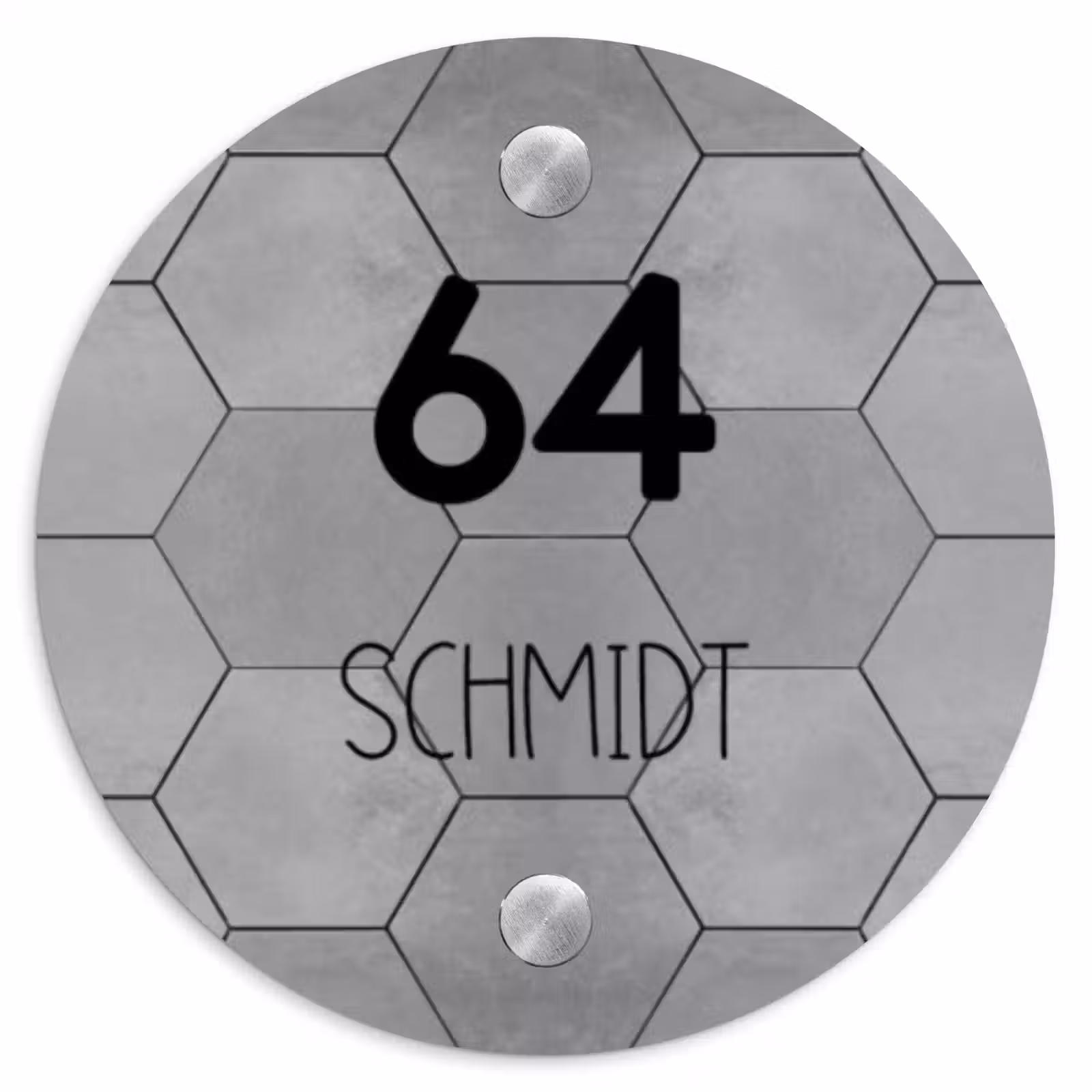 Namensschild Haustür Rund – Graue Fliesen - Modern — 1