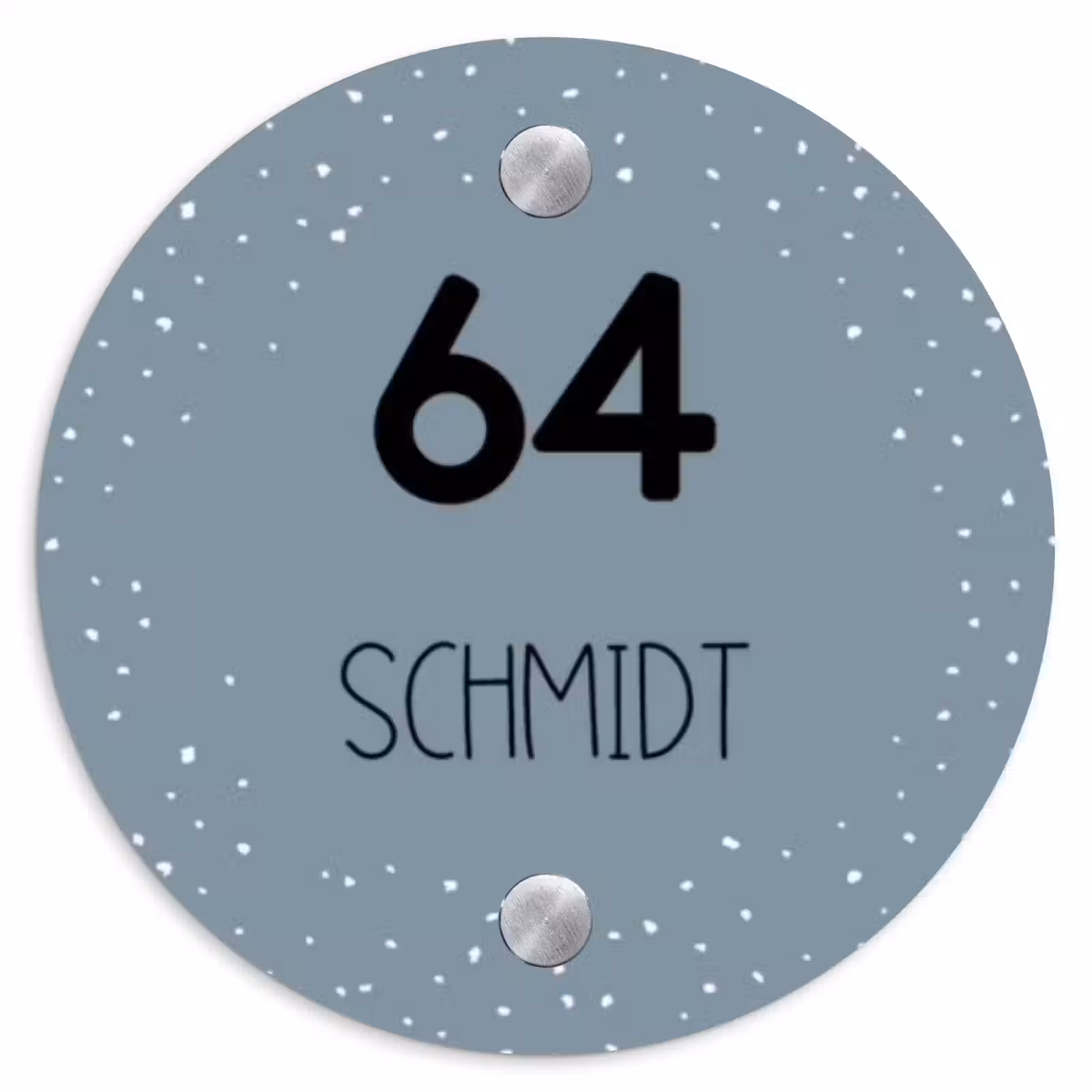 Namensschild Haustür Rund – Grau-Grün mit Tupfen - Modern — 1