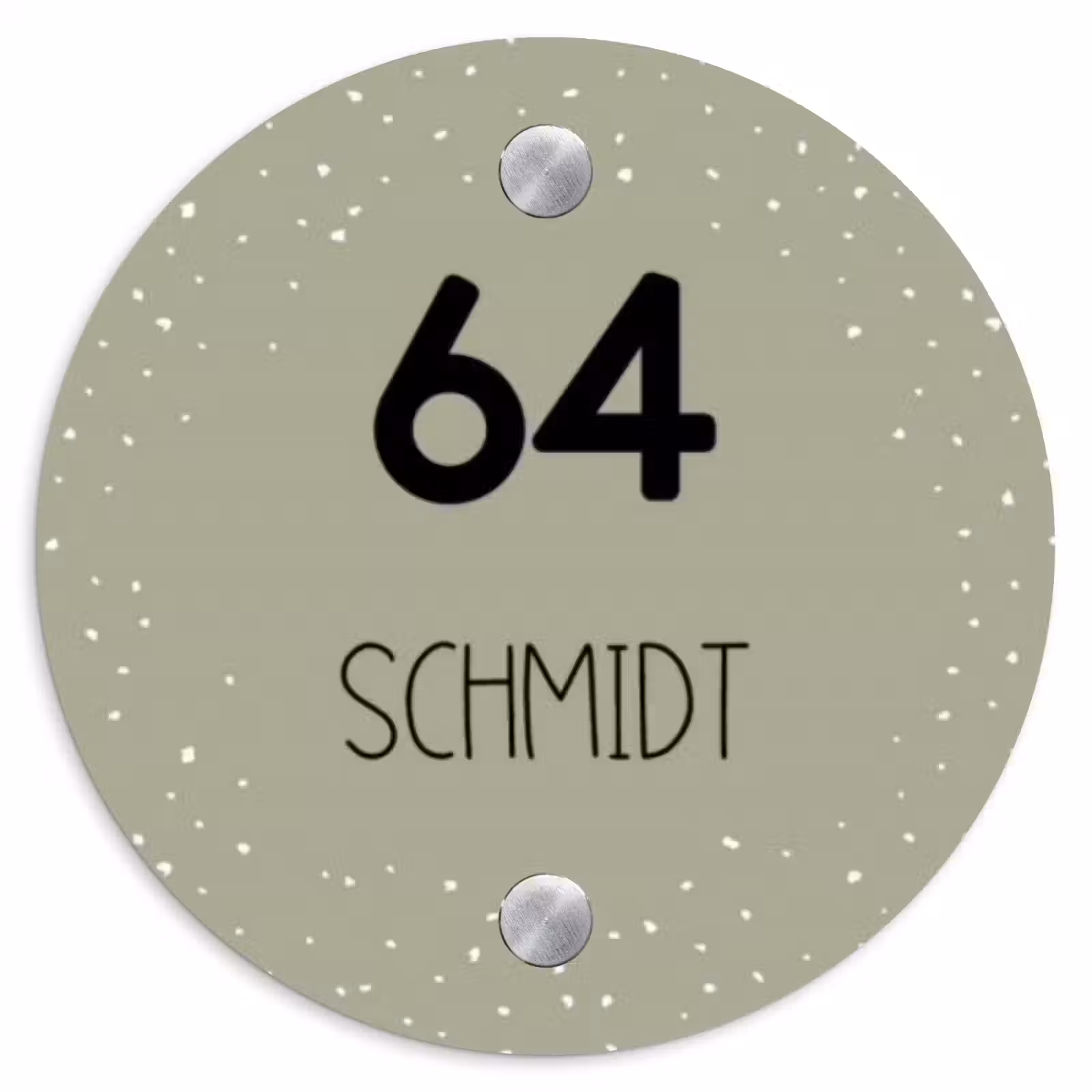 Namensschild Haustür Rund – Olivgrün mit Polka Dots - Modern — 1