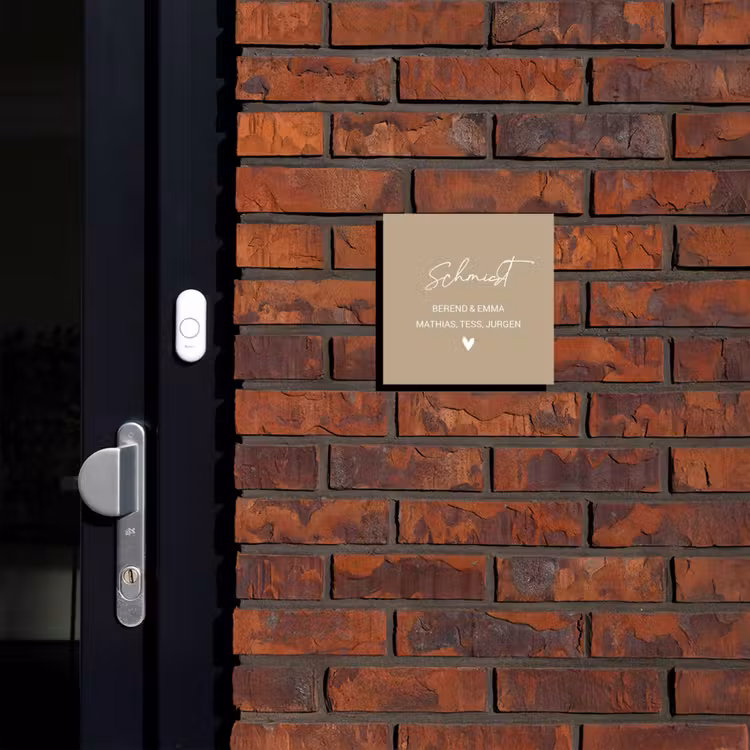 Namensschild Haustür Quadratisch - Sandfarbe - Elegant — 3