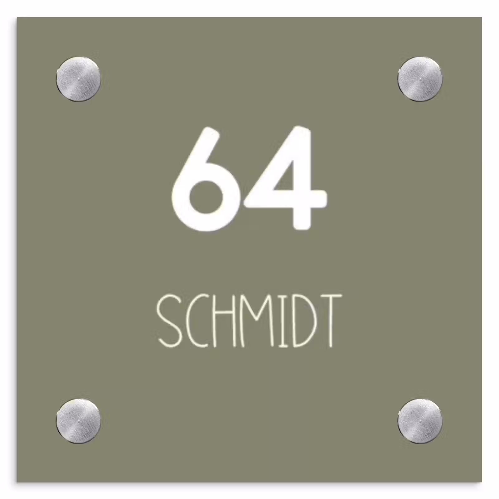 Namensschild Haustür Quadratisch - Olivgrün - Modern — 1