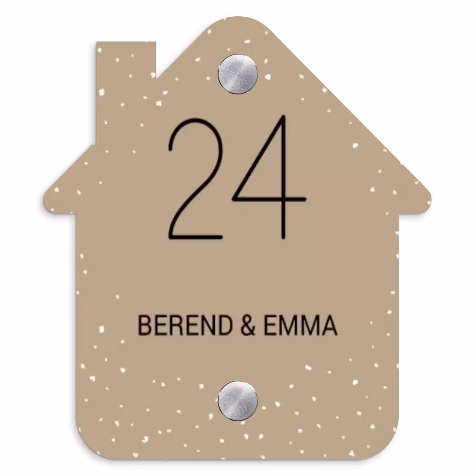 Namensschild Haustür Häuschen - Beige mit Polka Dots - Klassisch — 1