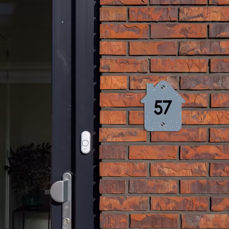 Namensschild Haustür Häuschen - Graugrün mit Tupfen - Traditionell — 3