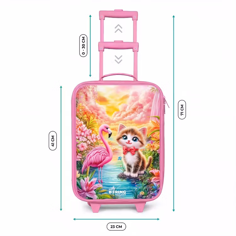Kinderkoffer Rosa - Kätzchen mit Flamingo im tropischen Blumenparadies — 6