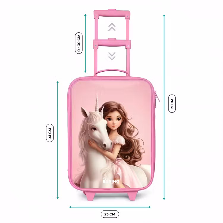 Kinderkoffer Rosa - Mädchen mit weißem Einhorn auf rosa Hintergrund — 6