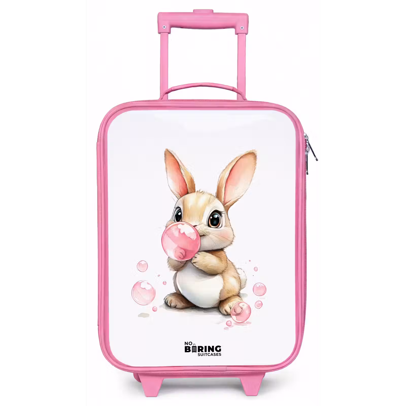 Kinderkoffer Rosa - Brauner Hase mit rosa Blasen — 1