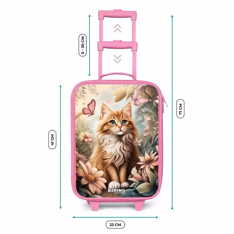 Kinderkoffer Rosa - Katze im Blumenfeld mit rosa Schmetterlingen. — 6